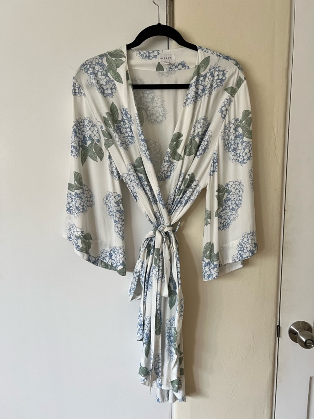 Floral Tie-Waist Robe in Blue & Green